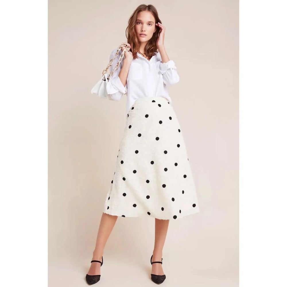 Anthropologie Eri + Ali Andrea Textured Polka Dots Midi Skirt